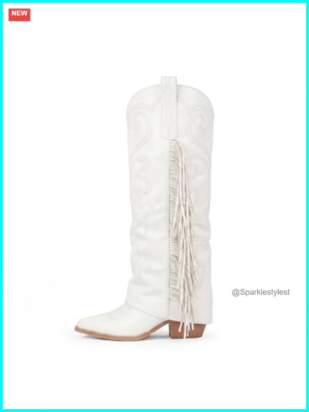 Women's Fringe Embroidered Western Cowboy Knee High Boots Chunky Heel